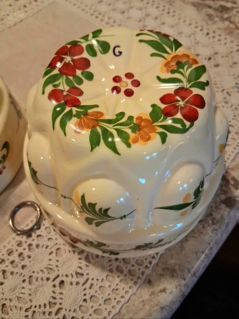 Vintage Set 1970s Teleflora Jello-Mold Floral Planters Hand Painted In Portugal